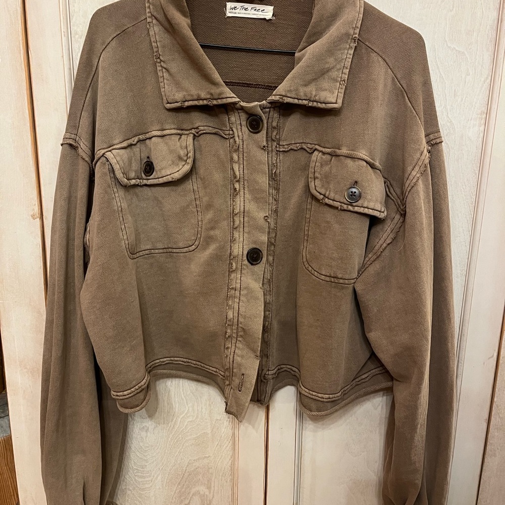 Free People Saturday Shirt Jacket in Rum Raisin size Medium